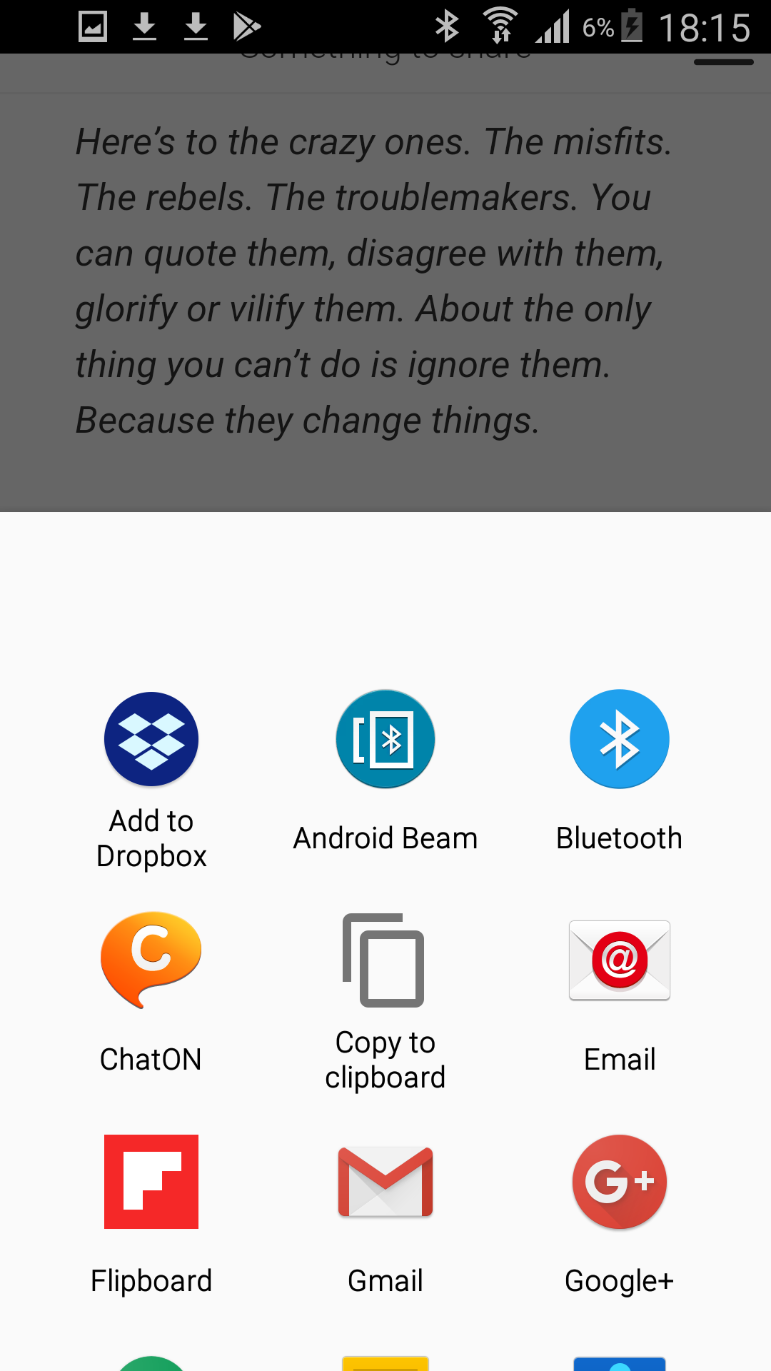 Native share sheet on Android